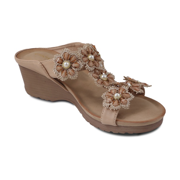 Floral Pearl Wedge Sandals