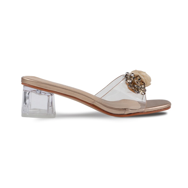 Women's flower rhinestone transparent high heels