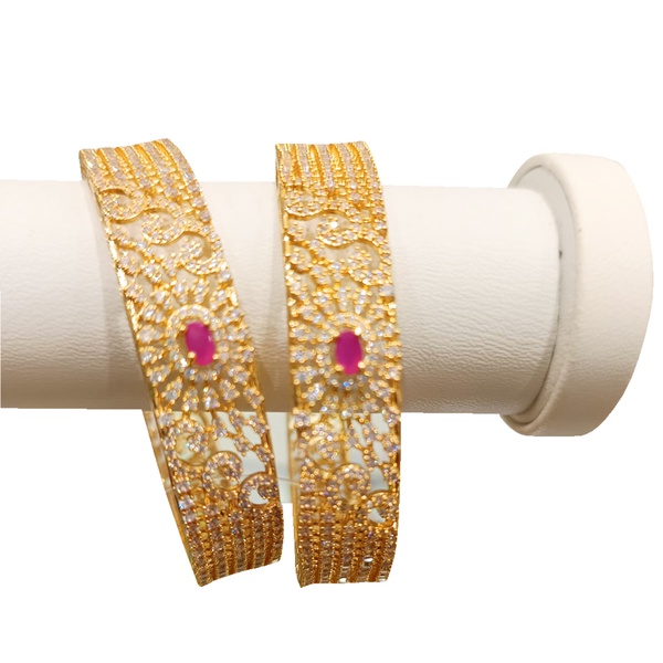 Gold Plated Ruby and CZ Bangles