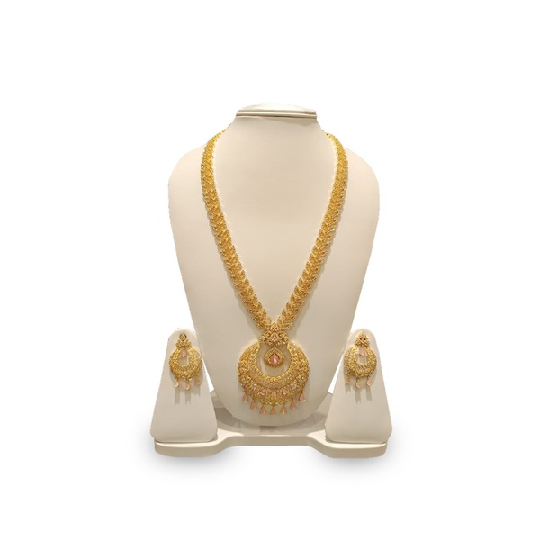 long necklace set with matching earrings